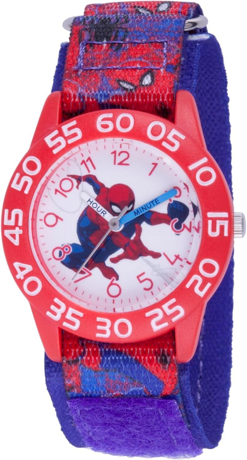 715GJn49WdL._AC_SL1500_.jpg MARVEL Spider-Man Kids' Plastic Time Teacher Analog Quartz Nylon Strap Watch - Image 1